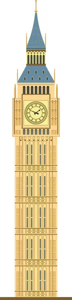Detaillierte Farbenfrohe Flachzeichnung Des Britischen Denkmals Der Big Ben London — Stockvektor