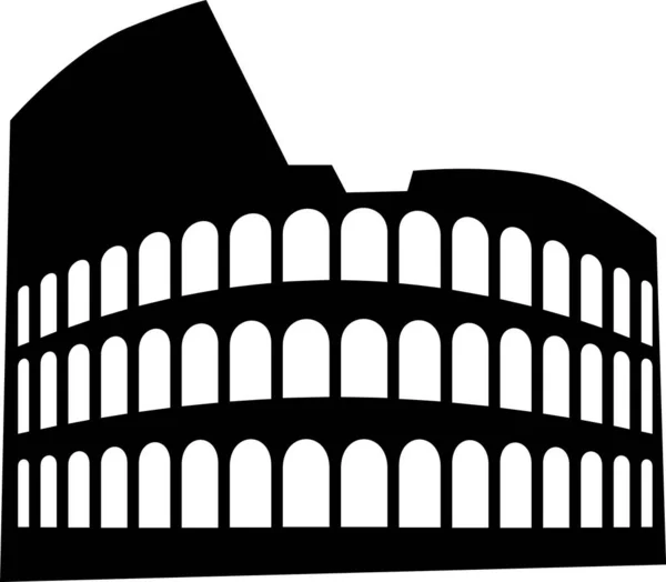 Egyszerű Fekete Lapos Rajz Olasz Történelmi Műemlék Colosseum Rome — Stock Vector
