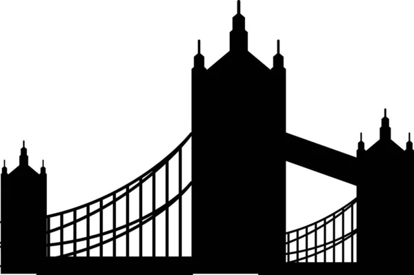Простой Черный Плоский Рисунок Британского Исторического Памятника Tower Bridge London — стоковый вектор