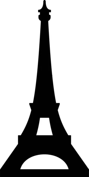 Jednoduchá Černá Plochá Kresba Francouzské Historické Památky Eiffel Tower Paříž — Stockový vektor