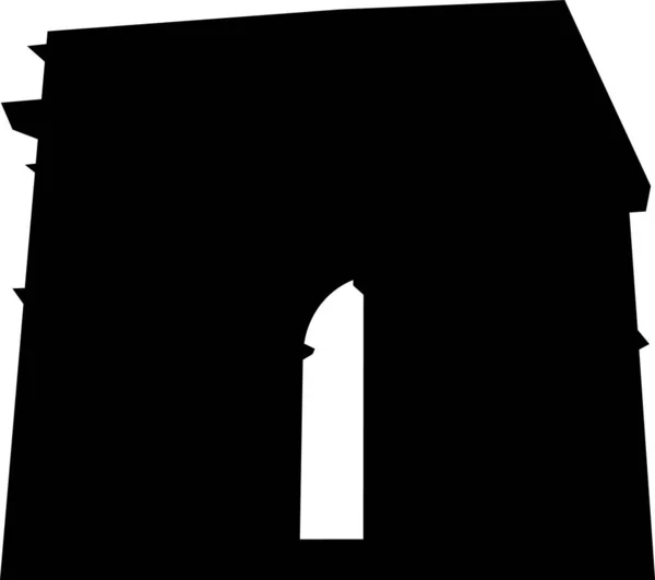 Dibujo Plano Negro Simple Del Monumento Histórico Francés Del Arc — Vector de stock