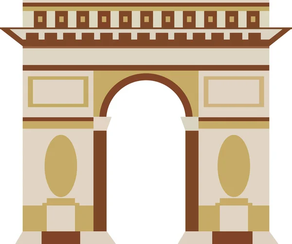 Desenho Plano Colorido Simples Monumento Histórico Francês Arc Triomphe Toile — Vetor de Stock
