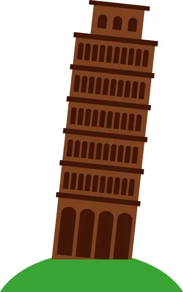 Dibujo Plano Simple Colorido Del Monumento Histórico Italiano Torre Leaning — Vector de stock