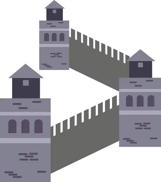 Dessin Plat Coloré Simple Monument Historique Chinois Grand Mur Chine — Image vectorielle