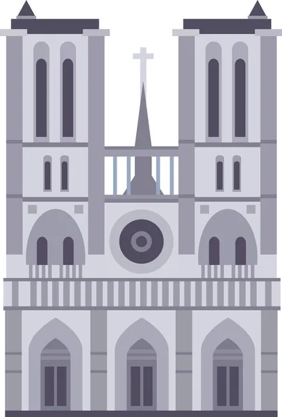ノーレム パリスのフランスの歴史的ランドマーク記念碑のシンプルなカラフルなフラット図面 — ストックベクタ