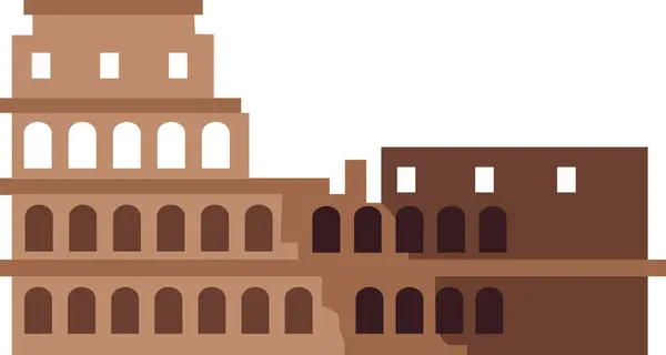 Desenho Plano Colorido Simples Monumento Histórico Italiano Colosseum Roma — Vetor de Stock