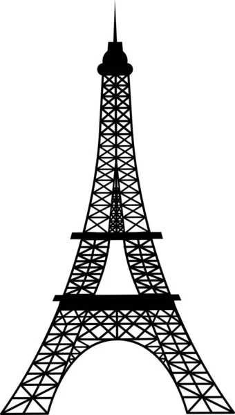 Jednoduchá Monochromatická Plochá Kresba Francouzské Historické Památky Eiffel Tower Paříž — Stockový vektor