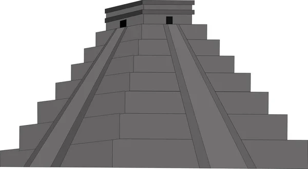 Desenho Plano Monocromático Simples Monumento Histórico Mexicano Templo Kukulcan Chichen — Vetor de Stock