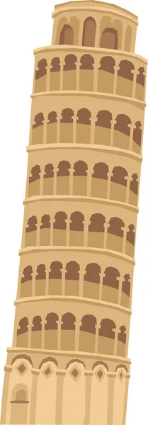 Dibujo Plano Dibujos Animados Simples Del Monumento Histórico Italiano Torre — Vector de stock