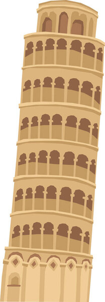 Simple cartoon flat drawing of the Italian historical landmark monument of the LEANING TOWER OF PISA, PISA
