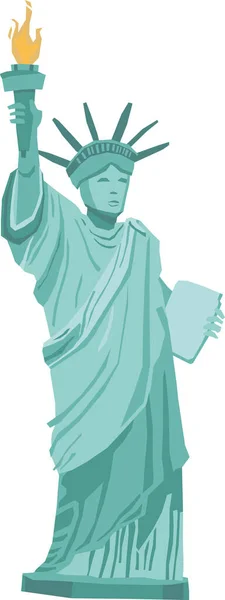 シンプルな漫画フラット描画 アメリカの歴史的なランドマークの記念碑 リバティー ニューヨークシティ — ストックベクタ