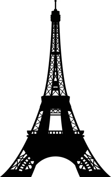 Dibujo Plano Negro Simple Del Monumento Histórico Francés Torre Eiffel — Vector de stock