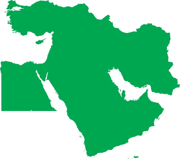 Зеленый Цвет Cmyk Детализированная Плоская Трафаретная Карта Региона Средний Восток — стоковый вектор