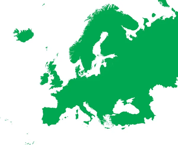 Green Cmyk Mapa Plantilla Plana Detallada Color Del Continente Europa — Vector de stock