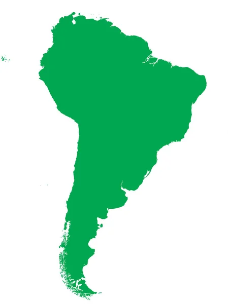 透明背景下的南美大陆绿色Cmyk彩绘详细平面模板图 — 图库矢量图片