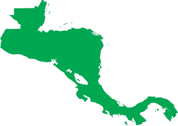 Green Cmyk Mapa Plantilla Plana Detallada Color Región América Central — Vector de stock