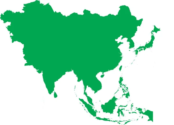 Green Cmyk Mapa Plantilla Plana Detallada Color Del Continente Asia — Vector de stock