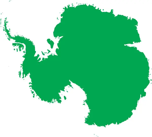 Green Cmyk Färg Detaljerad Platt Stencil Karta Över Kontinenten Antarctica — Stock vektor