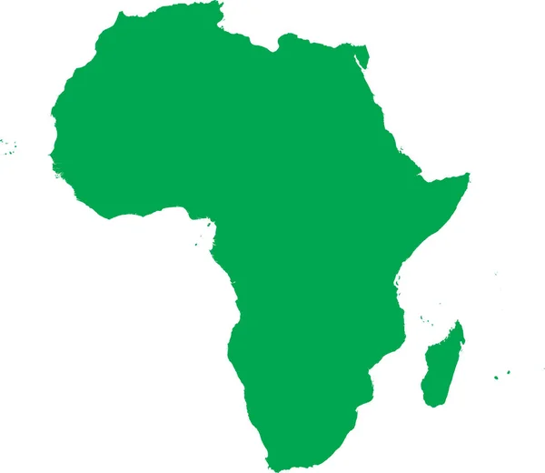 Africa Kıtasının Şeffaf Arkaplan Üzerindeki Yeşil Cmyk Rengi Ayrıntılı Düz — Stok Vektör