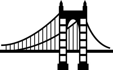 Altın Geçit Köprüsü 'nün Amerikan modern anıtının basit siyah düz çizimi, SAN FRANCISCO