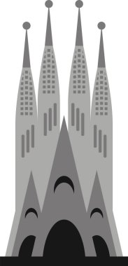 LA SAGRADA FAMLIA, BARCELONA İspanyol tarihi anıtının basit monokromatik düz çizimi