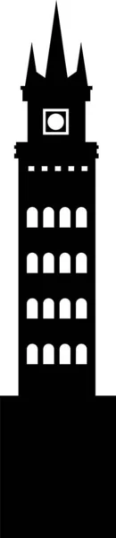 西班牙历史上具有里程碑意义的塞维利亚州塞维利亚半岛La Giralda Tower纪念碑的简单黑色平板画 — 图库矢量图片