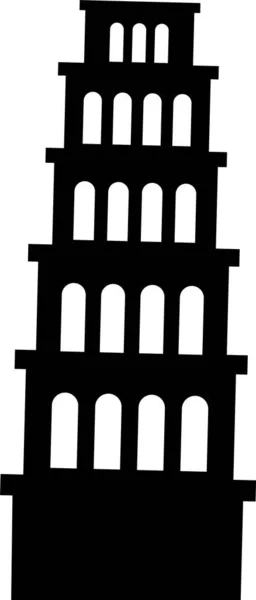 Simples Desenho Plano Preto Monumento Histórico Italiano Torre Pisa Pisa — Vetor de Stock
