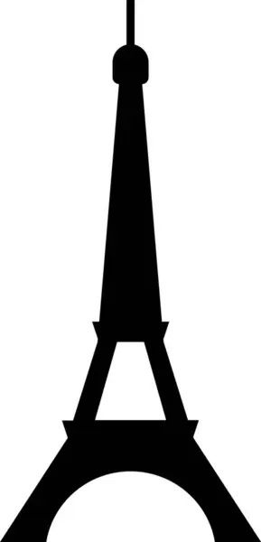 Eiffel Tower Paris의 프랑스 역사적인 랜드마크 기념물의 간단한 검은색 — 스톡 벡터