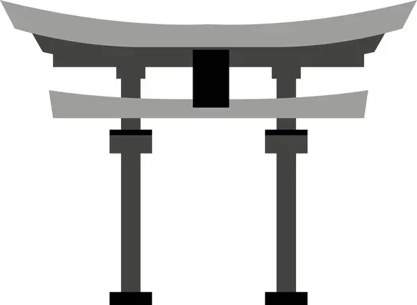 Desenho Plano Monocromático Simples Monumento Histórico Japonês Shinto Shrine Japão — Vetor de Stock