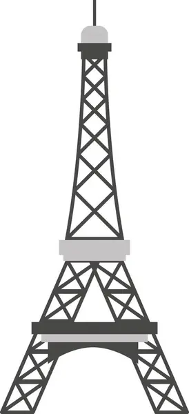 Jednoduchá Monochromatická Plochá Kresba Francouzské Historické Památky Eiffel Tower Paříž — Stockový vektor