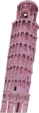 PISA PISA BÜYÜK, PISA 'nın İtalyan tarihi anıtının suluboya tarzı düz çizimi