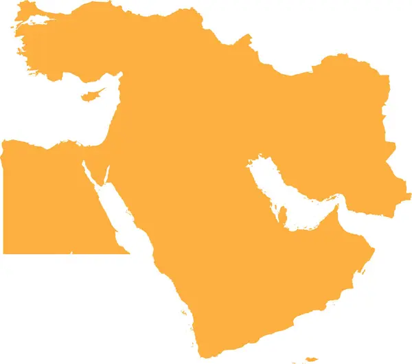 Orange Cmyk Barevná Mapa Středního Východu — Stockový vektor