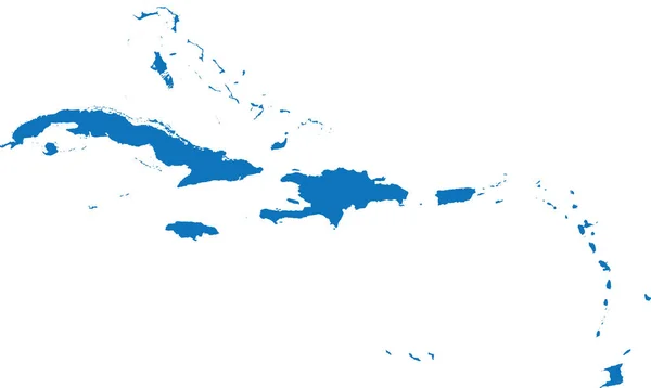 Blue Cmyk Mapa Detallado Plantilla Plana Color Región Las Islas — Vector de stock