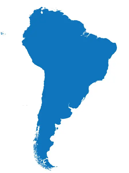 透明背景下的南美大陆蓝色Cmyk详细平面模板图 — 图库矢量图片