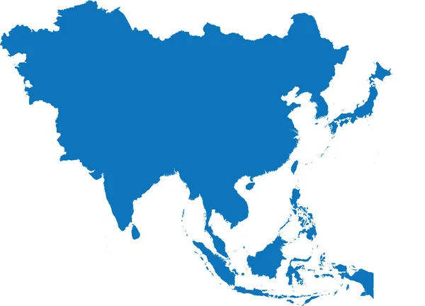 Carte Détaillée Pochoir Plat Couleur Bleue Cmjn Continent Asie Sur — Image vectorielle