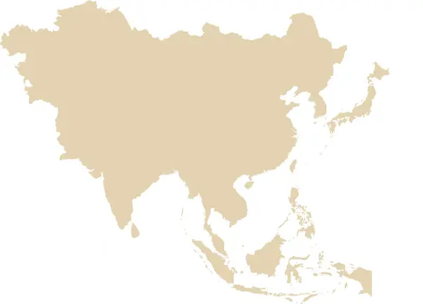 Beige Cmyk Barva Detailní Plochá Šablona Mapa Kontinentu Asia Průhledném — Stockový vektor