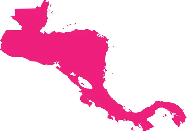 Rose Cmjn Carte Détaillée Pochoir Plat Région Amérique Centrale Sur — Image vectorielle