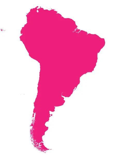 Rose Cmyk Színes Részletes Lapos Stenciltérkép Kontinens South America Átlátszó — Stock Vector