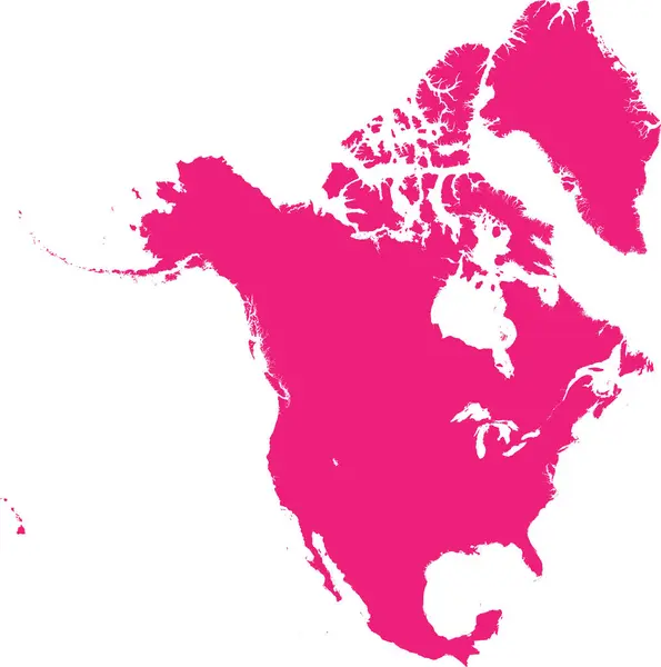 Rose Cmyk Цветная Подробная Плоская Трафаретная Карта Континента Северной Америки — стоковый вектор