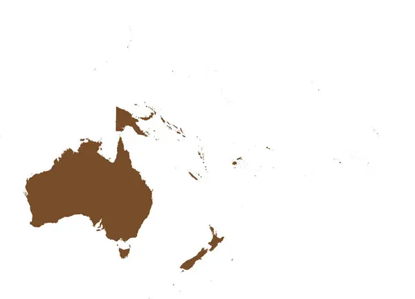Цветная Подробная Плоская Трафаретная Карта Континента Океания Прозрачном Фоне — стоковый вектор