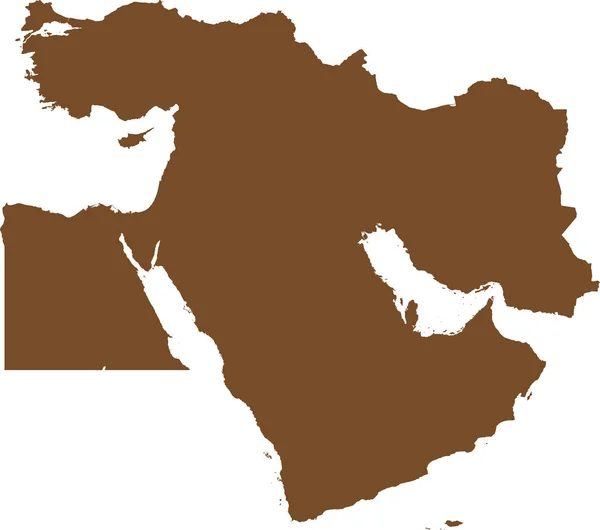 Brown Cmyk Kolor Szczegółowy Płaski Szablon Mapę Regionu Middle East — Wektor stockowy