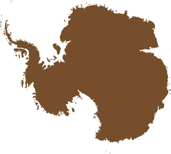 Brown Cmyk カラーの詳細なフラットステンシルマップ アタールチカ大陸 South Pole 透明な背景 — ストックベクタ