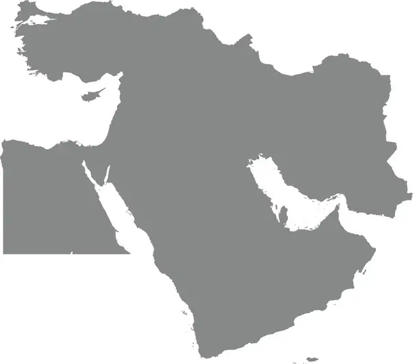 Mapa Color Gris Cmyk Del Oriente Medio — Vector de stock