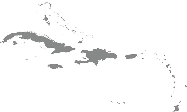 Gray Cmyk Color Map Caribbean Islands — Stock Vector