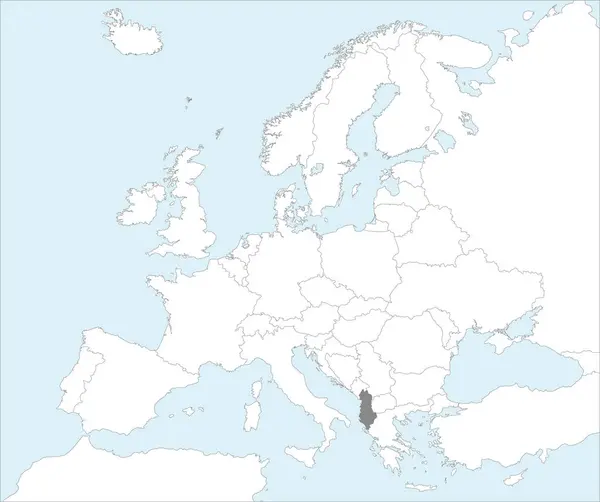 Gray Cmyk National Map Albania Detailed White Blank Political Map — Stock Vector