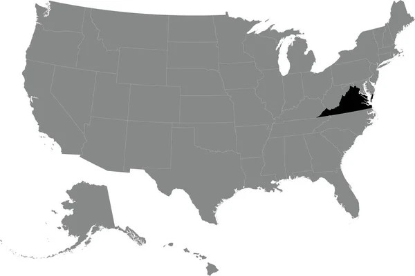 Mapa Federal Cmyk Negro Virginia Dentro Del Mapa Político Blanco — Vector de stock
