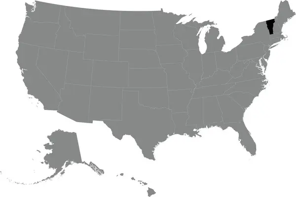 Mapa Federal Negro Cmyk Vermont Dentro Del Detallado Mapa Político — Vector de stock