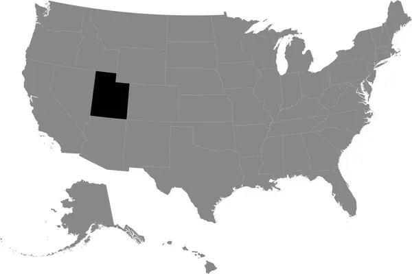 UtahのブラックCmyk連邦地図は 透明な背景にアメリカ合衆国の詳細な灰色の空白の政治マップ — ストックベクタ