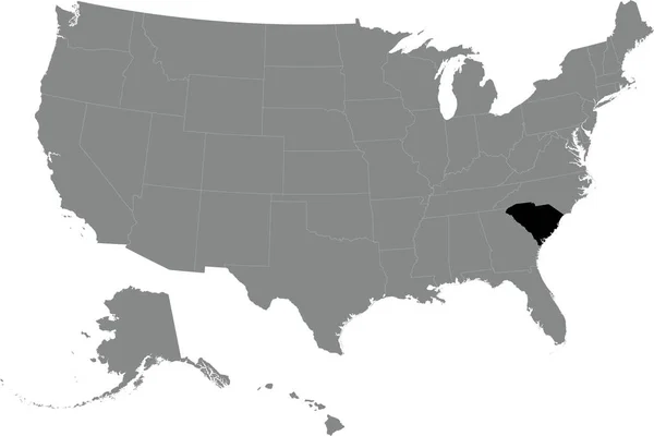 Black Cmyk Federal Map South Carolina Detailed Gray Blank Political — Stock Vector