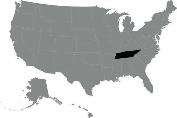 在透明背景下的美利坚合众国灰色详细空白政治地图内的Cmyk联邦张图 — 图库矢量图片